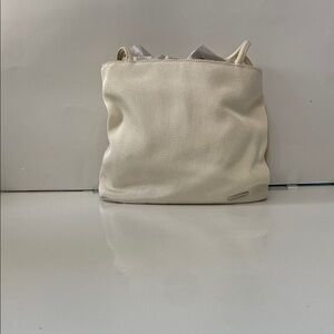 Nine West Women Purse Elegant Cream Tote Bag Shoulder Strap Divider Zipper